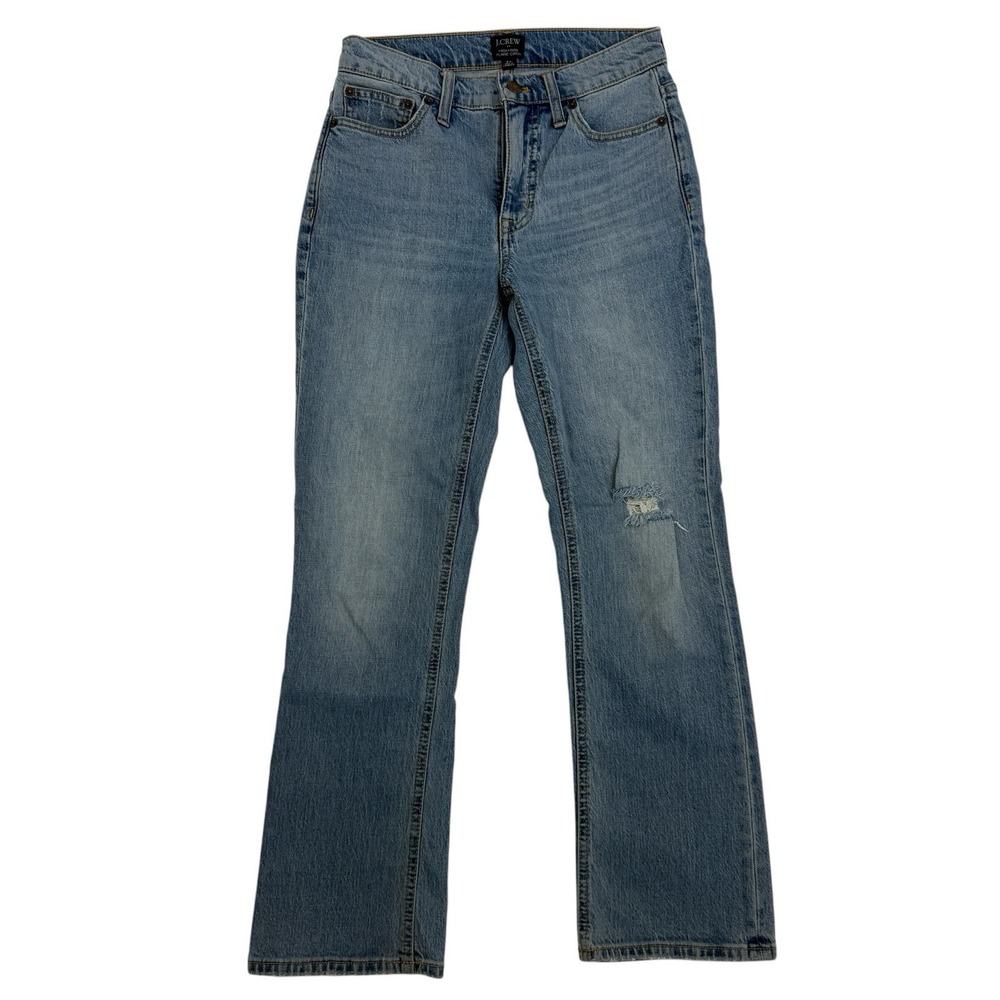 J.Crew High Rise Flare Crop Denim Blue Jeans Cotton Stretch Sz 24 Medium Wash